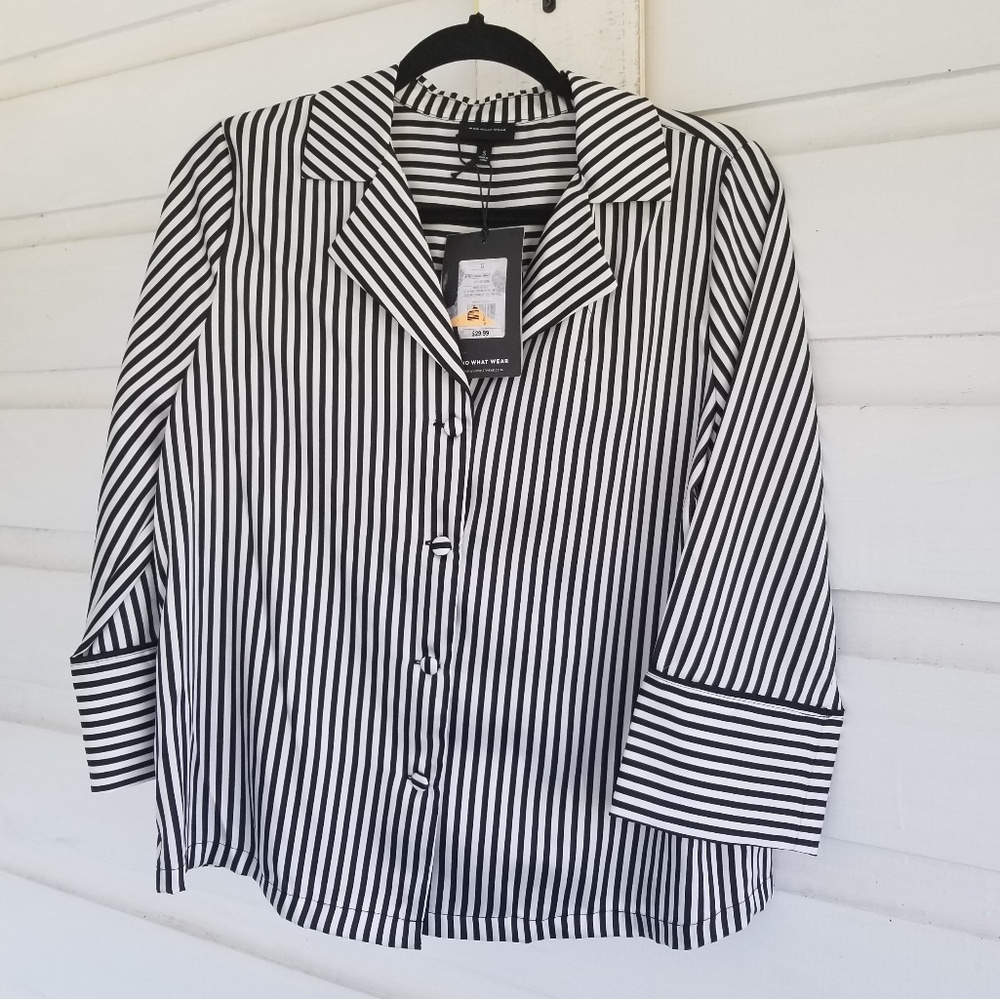 NWT Who What Wear | Black White Striped Top Size S